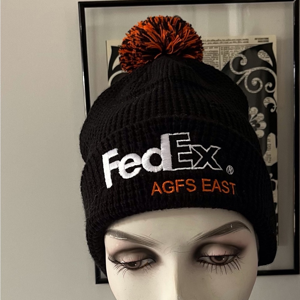 FedEx Knit Cap Beanie Hat Black Orange AGFS EAST NWOT